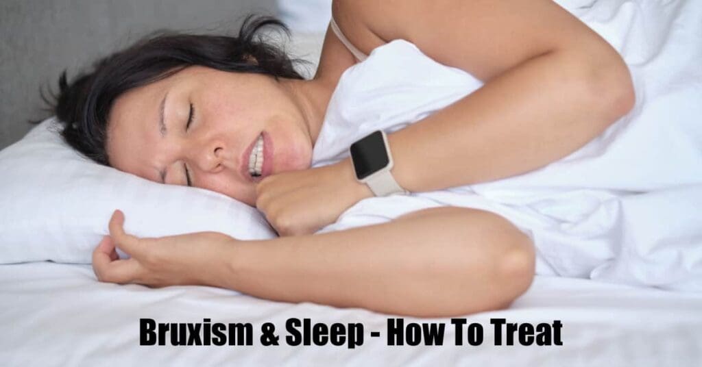 woman sleeping and clenching teeth, concept of Bruxism & Sleep
