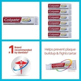 Colgate Total Fluoride Toothpaste, Clean Mint, 7.80 oz ( Packs of 6)