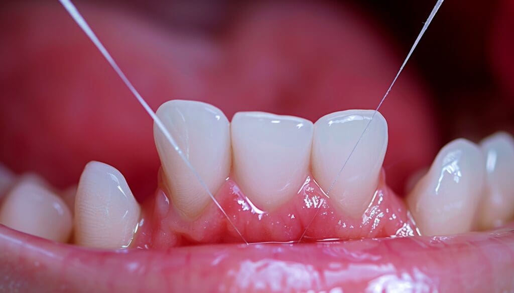 pointing to teeth and gums concept gum disease