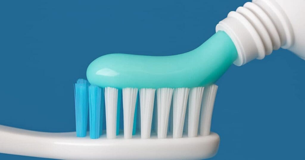 toothpaste going on toothbrush, concept of current 2025 public health fluoride guidelines and concerns