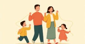 cartoon of family, concept of how to Make Flossing a Fun Family Activity