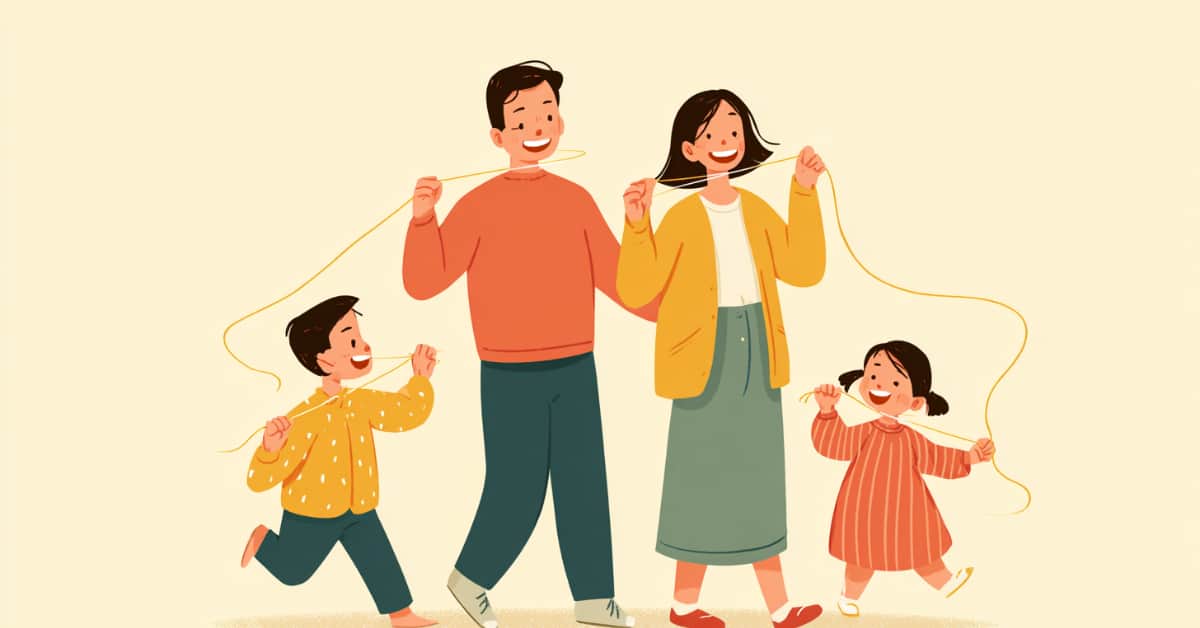 cartoon of family, concept of how to Make Flossing a Fun Family Activity