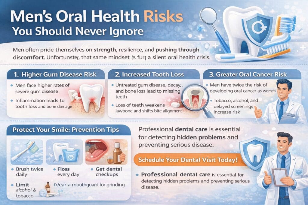 infographic of men's oral health risks, you should never ignore