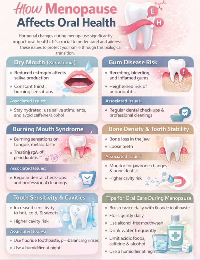 infographic, how menopause affects oral health