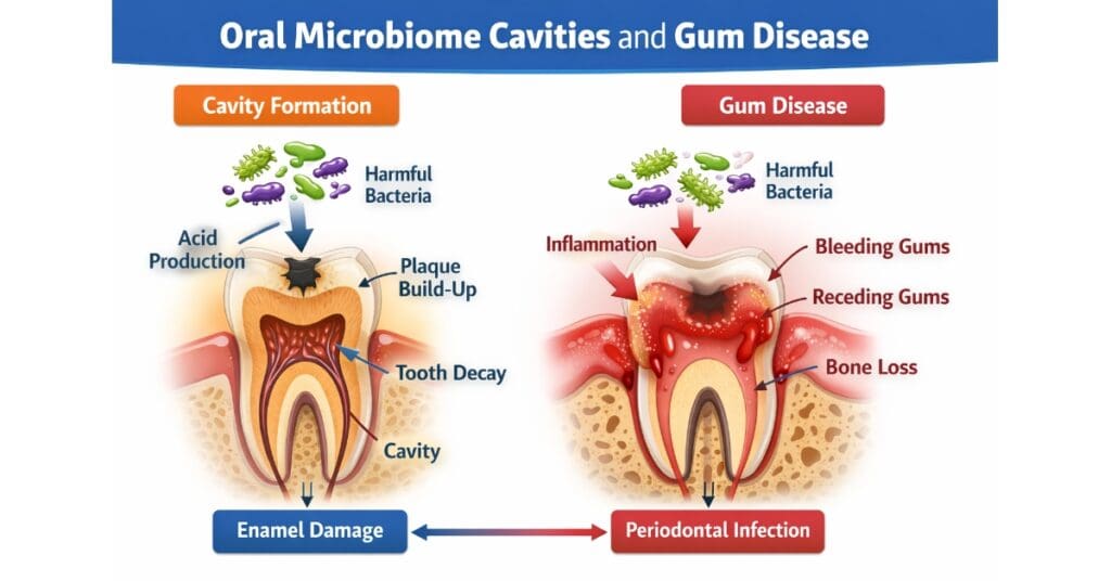 infographic oral microbiome cavities and Gum Disease