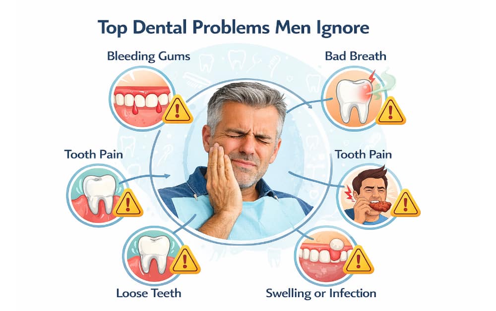 infographic of top dental problems men ignore